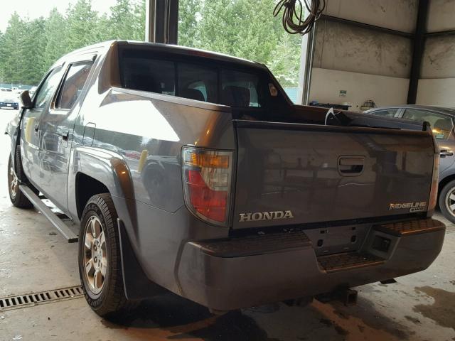 2HJYK16557H525322 - 2007 HONDA RIDGELINE GRAY photo 3