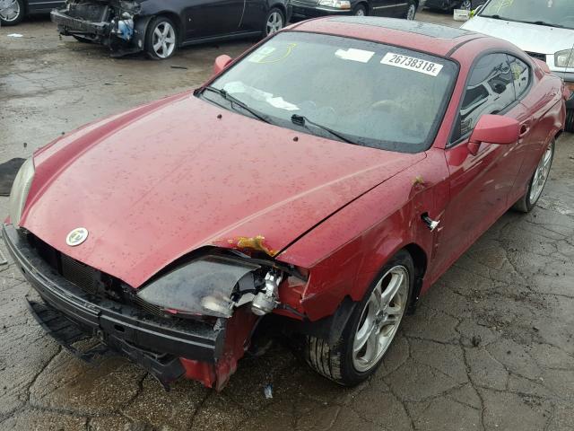 KMHHN65F06U202970 - 2006 HYUNDAI TIBURON GT RED photo 2