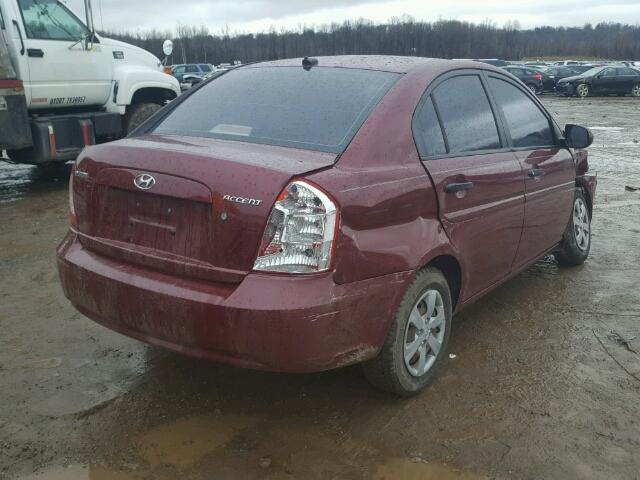 KMHCN4AC2AU420895 - 2010 HYUNDAI ACCENT GLS RED photo 4