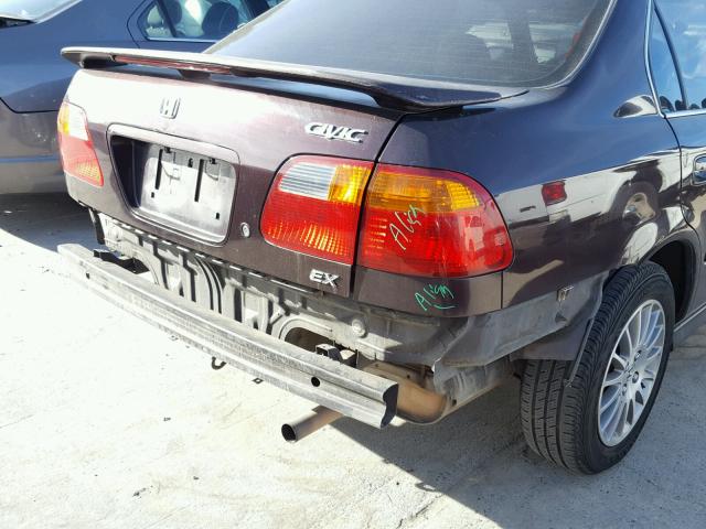 2HGEJ8646YH557242 - 2000 HONDA CIVIC EX მუქწითელი ფოტო 9