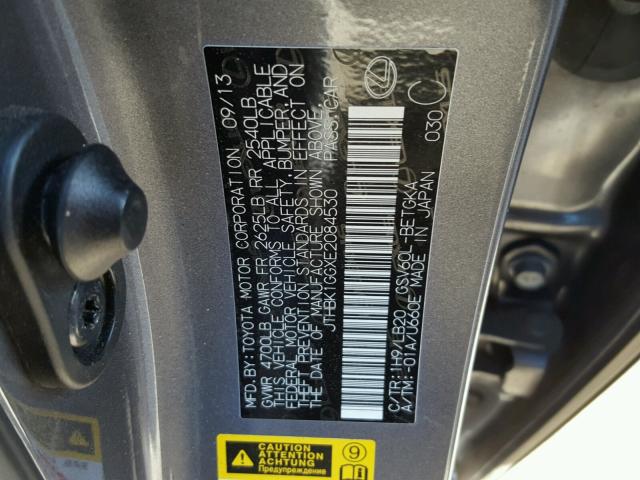 JTHBK1GGXE2084530 - 2014 LEXUS ES 350 GRAY photo 10