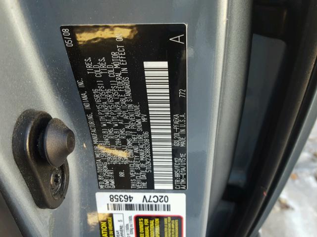 5TDZK23C88S208106 - 2008 TOYOTA SIENNA CE SILVER photo 10