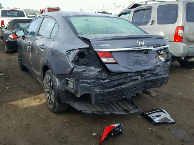 19XFB2F91FE252989 - 2015 HONDA CIVIC EXL GRAY photo 3