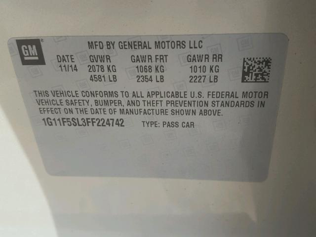 1G11F5SL3FF224742 - 2015 CHEVROLET MALIBU LTZ 金色 照片 10