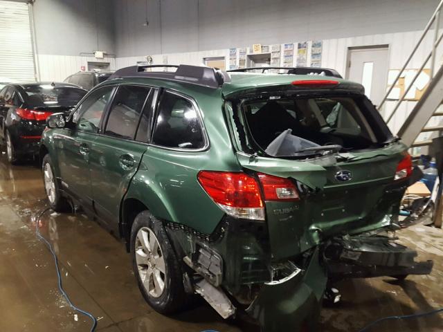 4S4BRCGC3B3347996 - 2011 SUBARU OUTBACK 2. GREEN photo 3