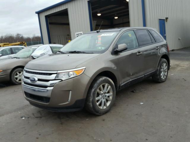 2FMDK4JC4DBC11312 - 2013 FORD EDGE SEL BROWN photo 2