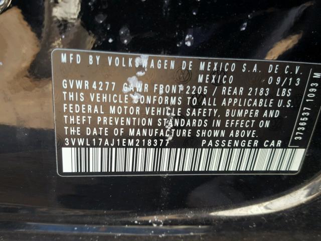 3VWL17AJ1EM218377 - 2014 VOLKSWAGEN JETTA SEL BLACK photo 10