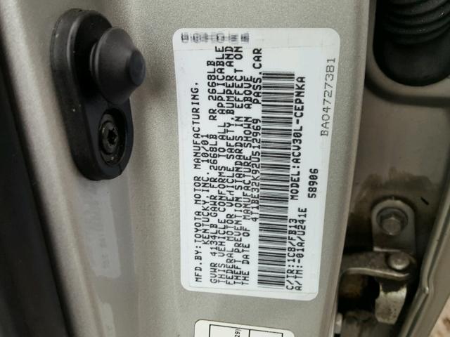 4T1BE32K92U512969 - 2002 TOYOTA CAMRY LE SILVER photo 10