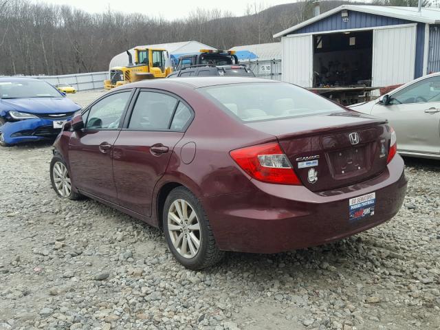 2HGFB2F89CH557147 - 2012 HONDA CIVIC EX მუქწითელი ფოტო 3