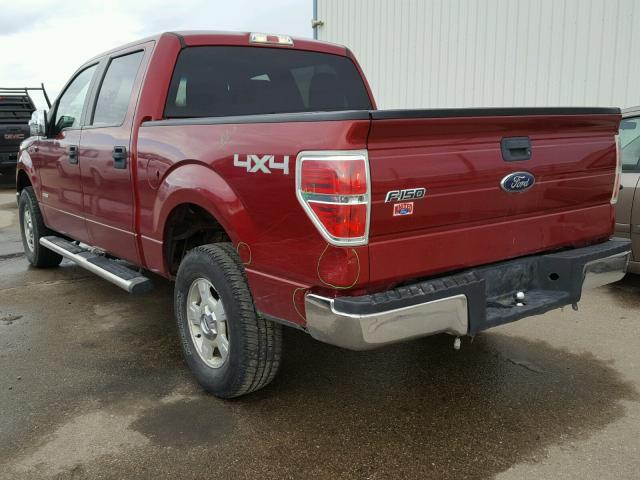 1FTFW1ET4DFA62070 - 2013 FORD F150 SUPER RED photo 3