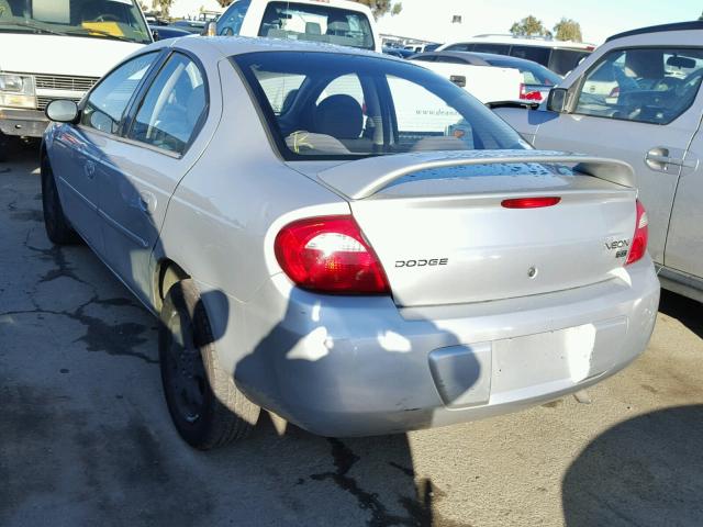 1B3ES56C05D263282 - 2005 DODGE NEON SXT SILVER photo 3