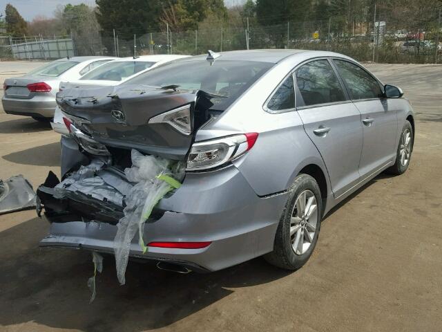 5NPE24AF9FH027476 - 2015 HYUNDAI SONATA SE GRAY photo 4