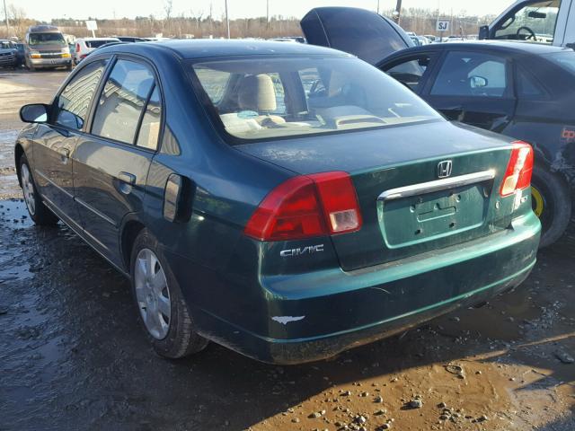 2HGES25791H500304 - 2001 HONDA CIVIC EX GREEN photo 3