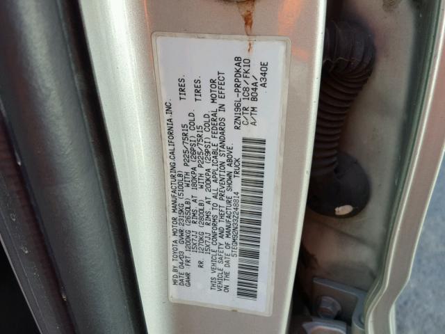 5TEGM92N33Z248814 - 2003 TOYOTA TACOMA DOU SILVER photo 10