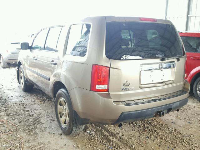 5FNYF3H20BB013506 - 2011 HONDA PILOT LX GOLD photo 3