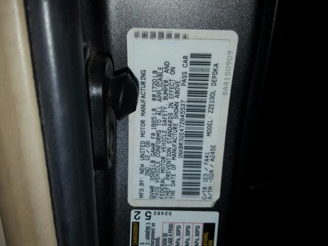 1NXBR32E47Z845537 - 2007 TOYOTA COROLLA CE GRAY photo 10