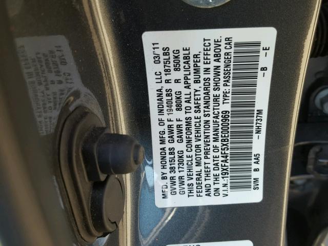 19XFA4F5XBE000969 - 2011 HONDA CIVIC GX GRAY photo 10