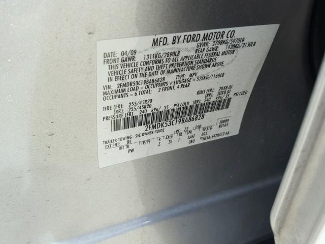 2FMDK53C19BA86828 - 2009 FORD FLEX LIMIT GRAY photo 10