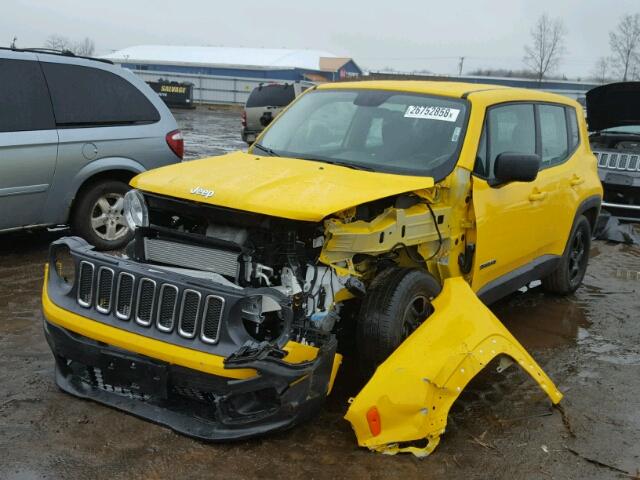 ZACCJAAB0HPE90915 - 2017 JEEP RENEGADE S YELLOW photo 2