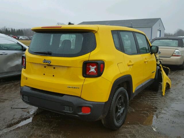ZACCJAAB0HPE90915 - 2017 JEEP RENEGADE S ყვითელი ფოტო 4