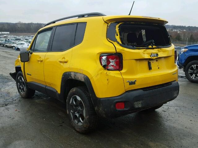 ZACCJBAB6HPF48001 - 2017 JEEP RENEGADE S YELLOW photo 3