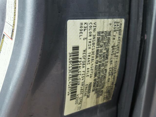 3N1BC13EX8L412716 - 2008 NISSAN VERSA S SILVER photo 10