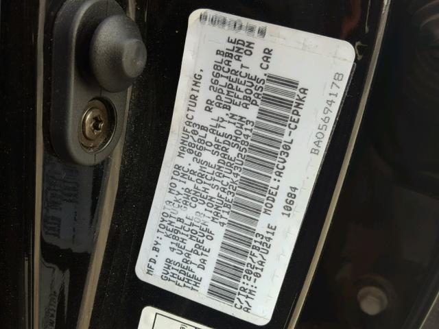 4T1BE32K43U258413 - 2003 TOYOTA CAMRY LE BLACK photo 10