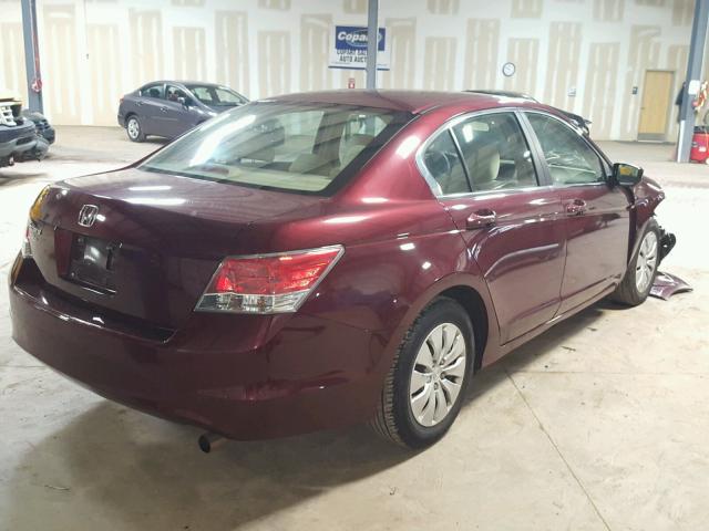 1HGCP263X8A017384 - 2008 HONDA ACCORD LX BURGUNDY photo 4