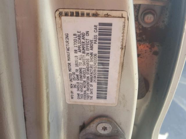 1Y1SK528X1Z402006 - 2001 CHEVROLET GEO PRIZM 银色 照片 10