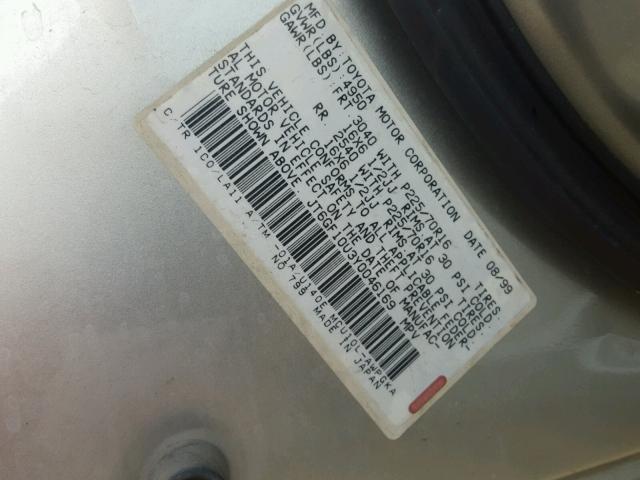 JT6GF10U3Y0046169 - 2000 LEXUS RX 300 SILVER photo 10