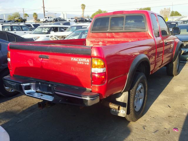 5TEWN72N31Z855421 - 2001 TOYOTA TACOMA XTR RED photo 4