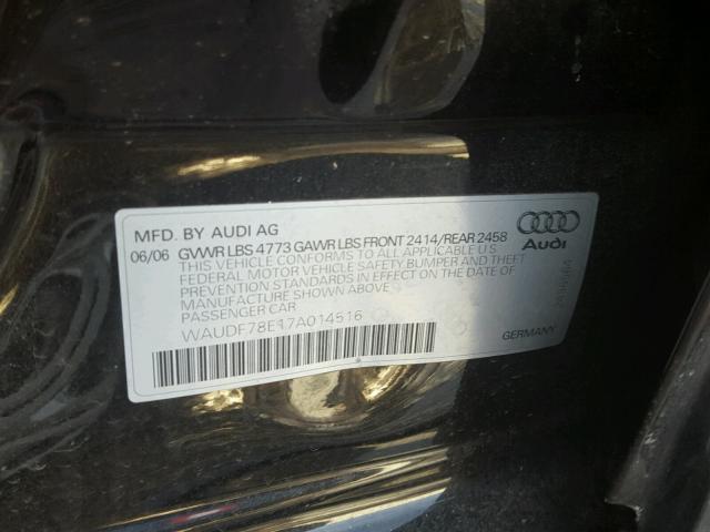 WAUDF78E17A014516 - 2007 AUDI A4 2.0T QU BLACK photo 10