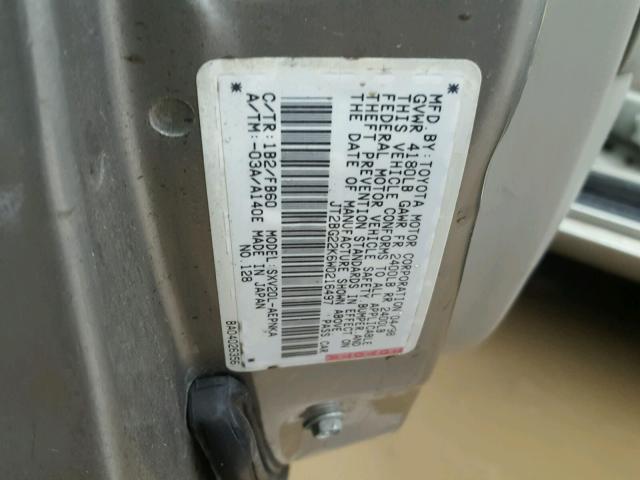 JT2BG22K6W0216497 - 1998 TOYOTA CAMRY CE SILVER photo 10