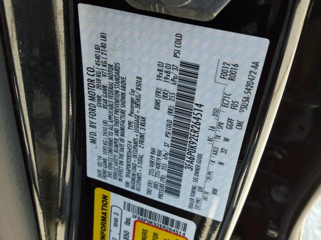 3FA6P0K92ER264514 - 2014 FORD FUSION TIT BLACK photo 10