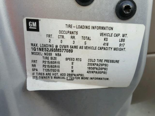 1G1NE52J93M577089 - 2003 CHEVROLET MALIBU LS 银色 照片 10