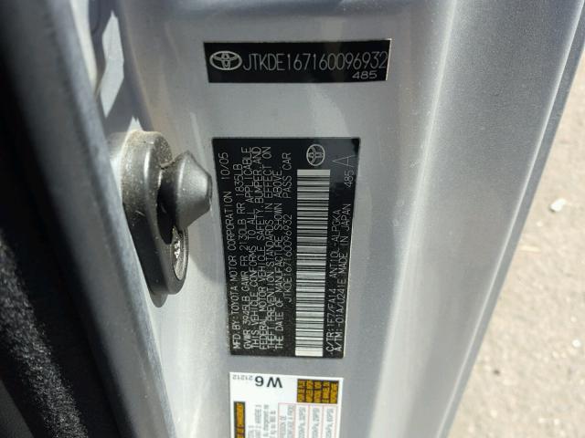 JTKDE167160096932 - 2006 TOYOTA SCION TC 银色 照片 10