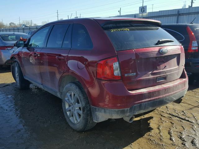 2FMDK3JC9DBC89000 - 2013 FORD EDGE SEL RED photo 3