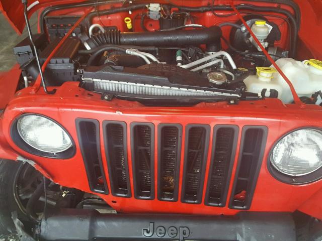 1J4FA39S05P374016 - 2005 JEEP WRANGLER X RED photo 7