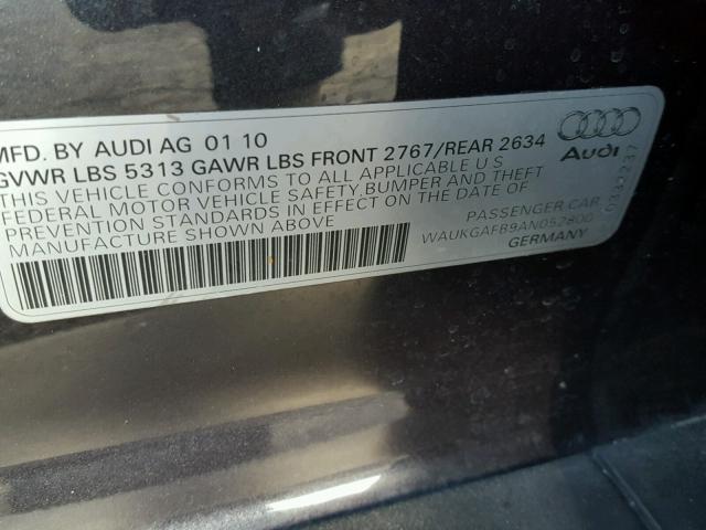 WAUKGAFB9AN052800 - 2010 AUDI A6 PRESTIG BLUE photo 10