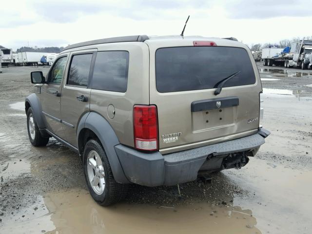 1D8GU28K27W527695 - 2007 DODGE NITRO SXT TAN photo 3