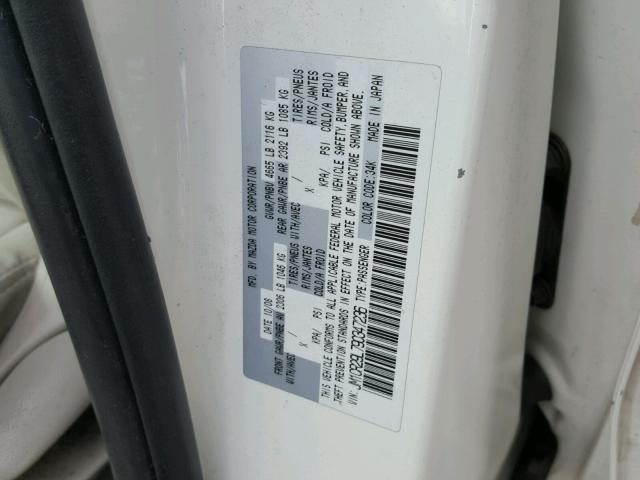 JM1CR29L790347236 - 2009 MAZDA 5 WHITE photo 10