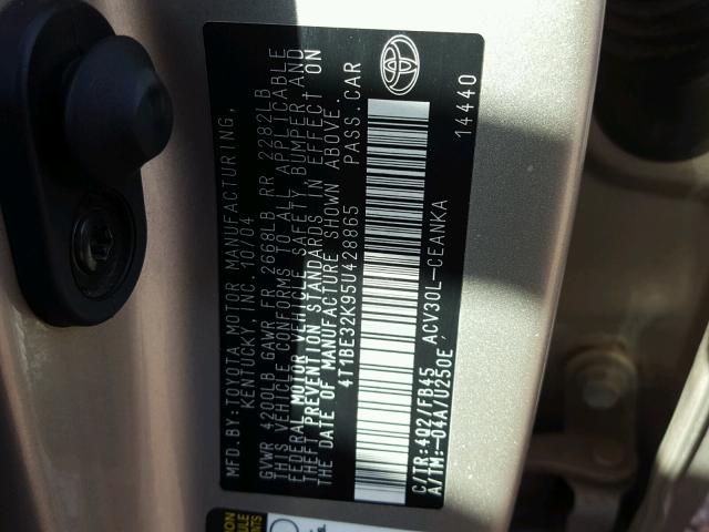 4T1BE32K95U428865 - 2005 TOYOTA CAMRY LE TAN photo 10