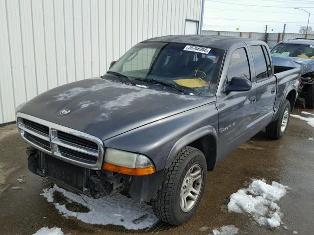 1B7HL48N02S710301 - 2002 DODGE DAKOTA QUA GRAY photo 2