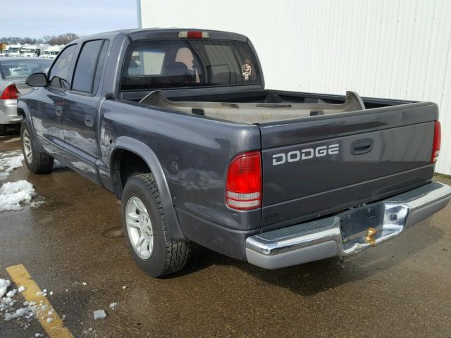 1B7HL48N02S710301 - 2002 DODGE DAKOTA QUA GRAY photo 3