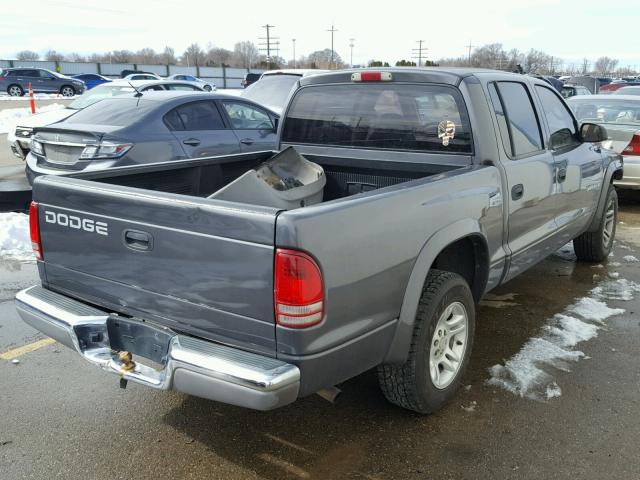 1B7HL48N02S710301 - 2002 DODGE DAKOTA QUA GRAY photo 4