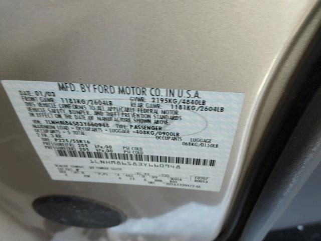 1LNHM86S83Y660948 - 2003 LINCOLN LS SILVER photo 10