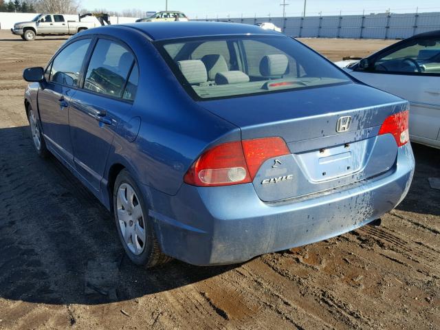 1HGFA16548L035068 - 2008 HONDA CIVIC LX BLUE photo 3