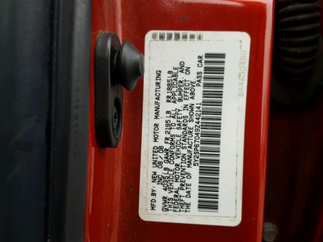 5Y2SP67049Z442141 - 2009 PONTIAC VIBE RED photo 10