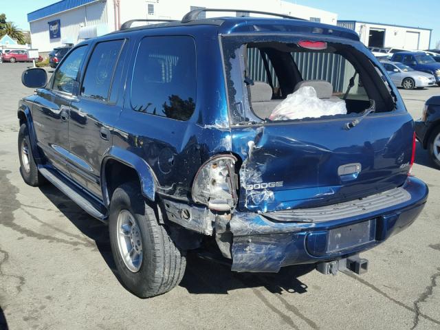 1B4HS28N1YF247896 - 2000 DODGE DURANGO BLUE photo 3