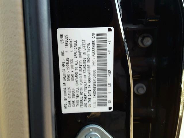 1HGCM56366A154068 - 2006 HONDA ACCORD SE BLACK photo 10